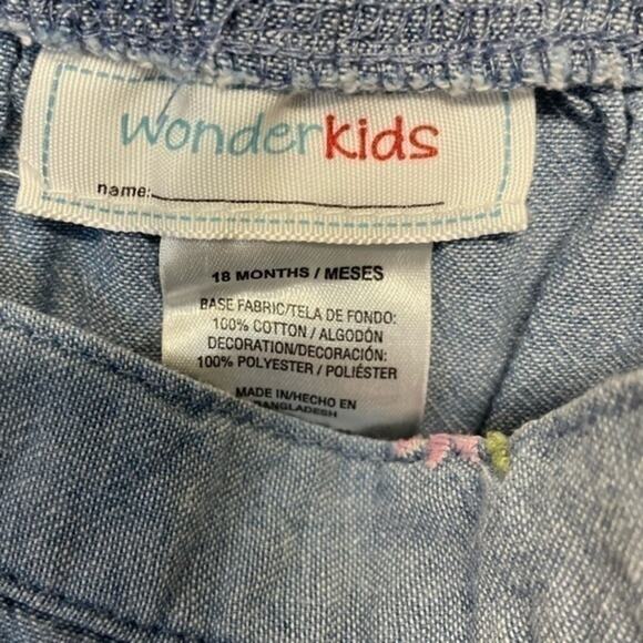 Chambray Floral Cropped Capri Pants blue Size 18 Months - Picture 4 of 6